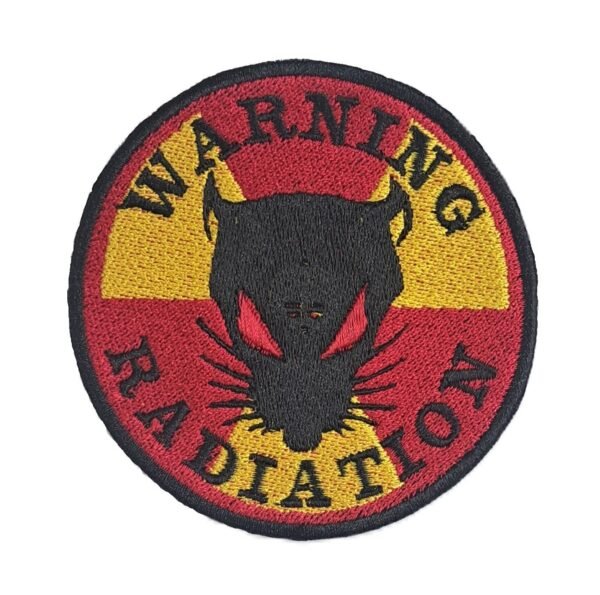 warning radiation rat head biker patch