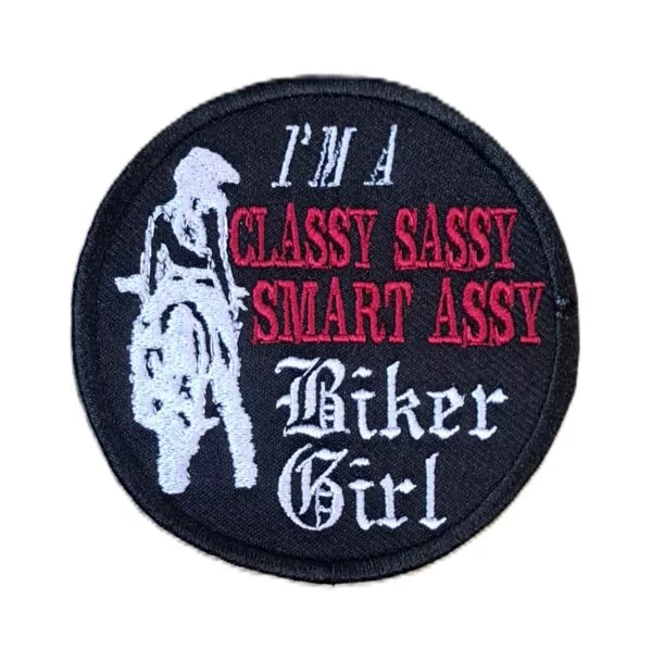 classy sassy biker chick biker girl embroidered patch
