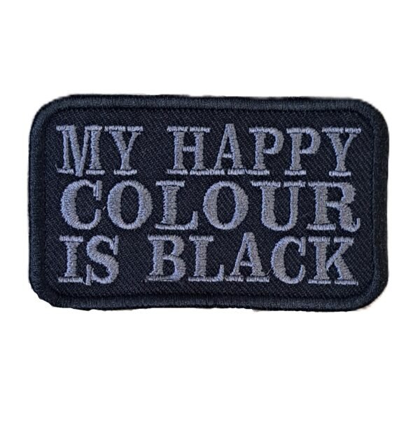 my happy colour is black rat bike embroidered patch