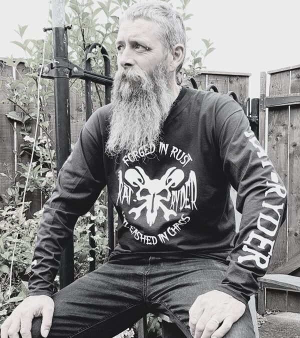long sleeve tshirt black rat ryder biker tee forged in rust unleashed in chaos