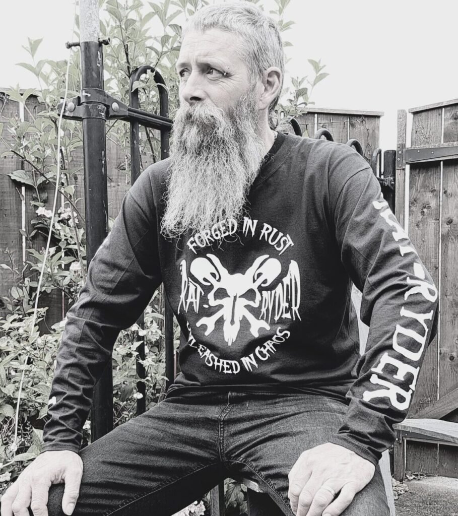 long sleeve tshirt black rat ryder biker tee forged in rust unleashed in chaos