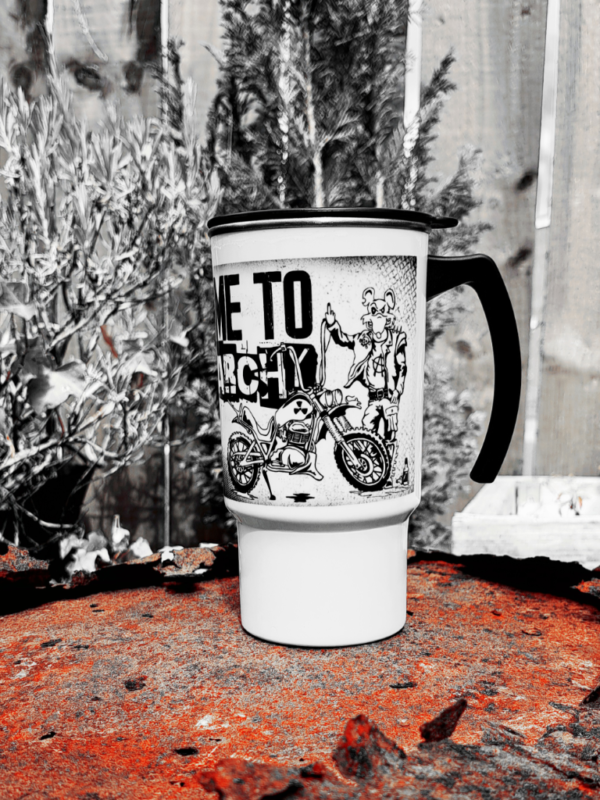 welcome to anarchy rat ryder 18oz travel coffee mug