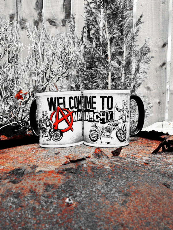 welcome to anarchy rat ryder mug two tone 11oz coffee mug lou the rat