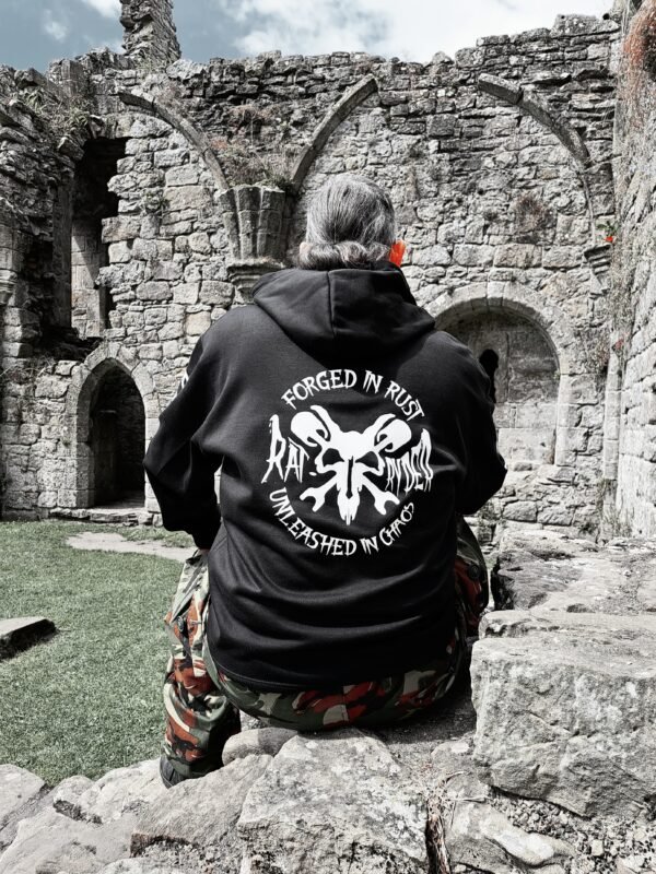black zippy ratryder merch forged in rust unleashed chaos motorbike zip up