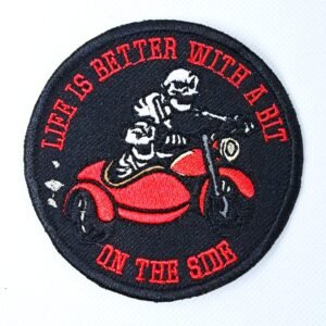 life is better with a bit on the side funny sidecar embroidered patch