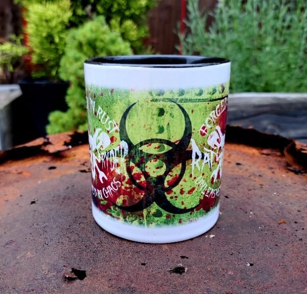 biohazard symbol rat bike coffee mug