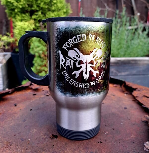 forged in rust ratbike travel mug