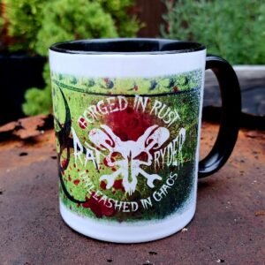 rat ryder biker coffee mug forged in rust