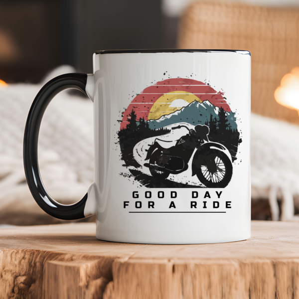 biker mug good day to ride black white coffee contrasting mug motorbike gift