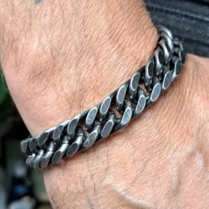 cuban gunmetal biker bracelet chain