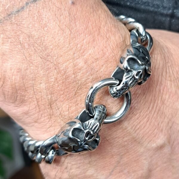 deaths head skulls biker bracelet