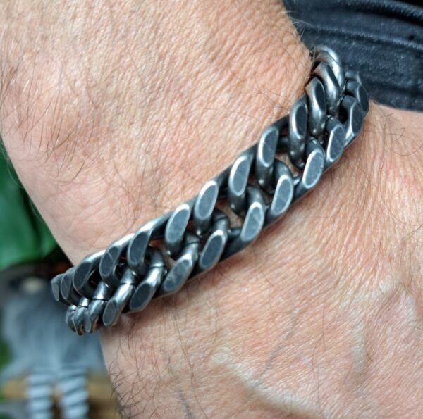 gunmetal stainless steel biker bracelet