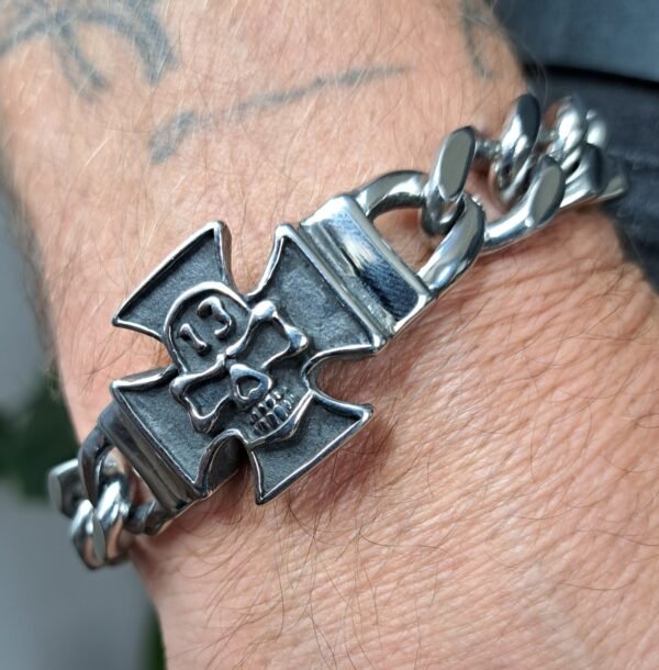 iron cross biker bracelet stainless steel