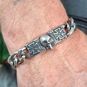 iron cross stainless steel skull bracelet