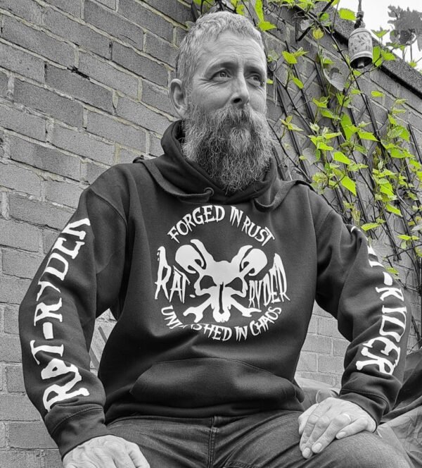 motorbike hoodie rat ryder biker hoodie forged in rust unleashed in chaos quality motorcycle hoodie