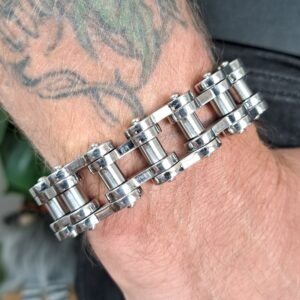 stainless steel biker chain bracelet 17mm