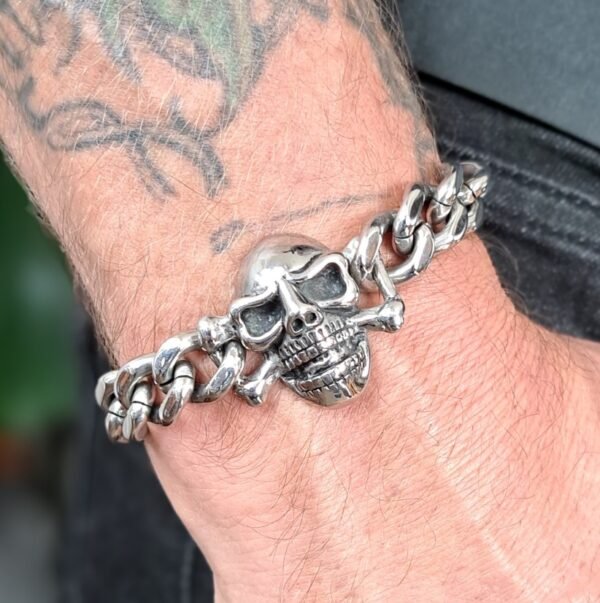 stainless steel skull cuban bracelet