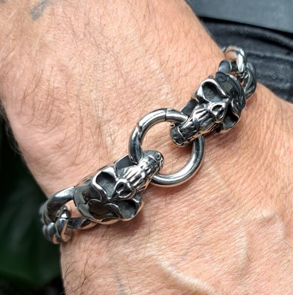 stainless steel skulls cuban bracelet