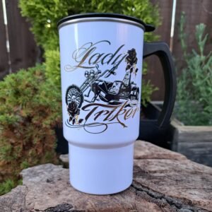 lady triker travel mug biker girl coffe mug gift for her