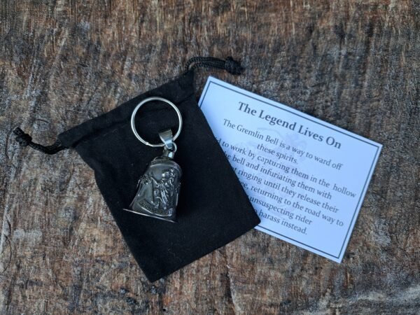 "St. Christopher Gremlin Bell Keychain - Stainless Steel Guardian Gift" - Image 3
