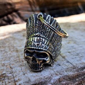 Indian Chief Skull Gremlin Bell – Premium Stainless Steel Biker Charm