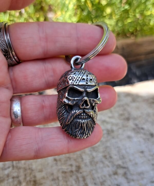 Skull gremlin bell keychain with stainless steel ring attached