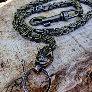 Stainless Steel Biker Wallet Chain with Wolf Head Clasp
