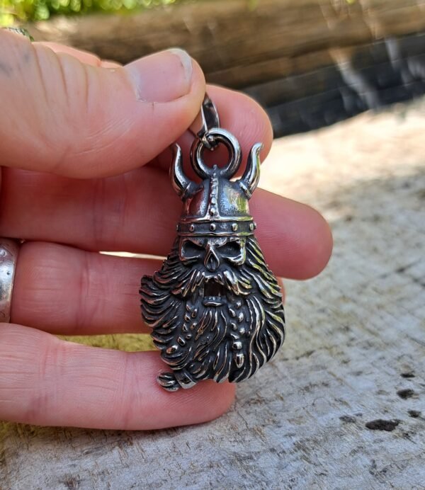 Stainless steel Viking gremlin bell keychain with mounting ring attached