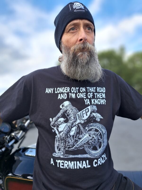 Goose from Mad Max inspired t-shirt featuring MFP Kawasaki Z1000 design