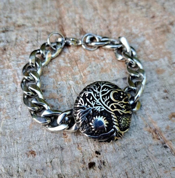 Viking Tree of Life stainless steel bracelet with symbolic design