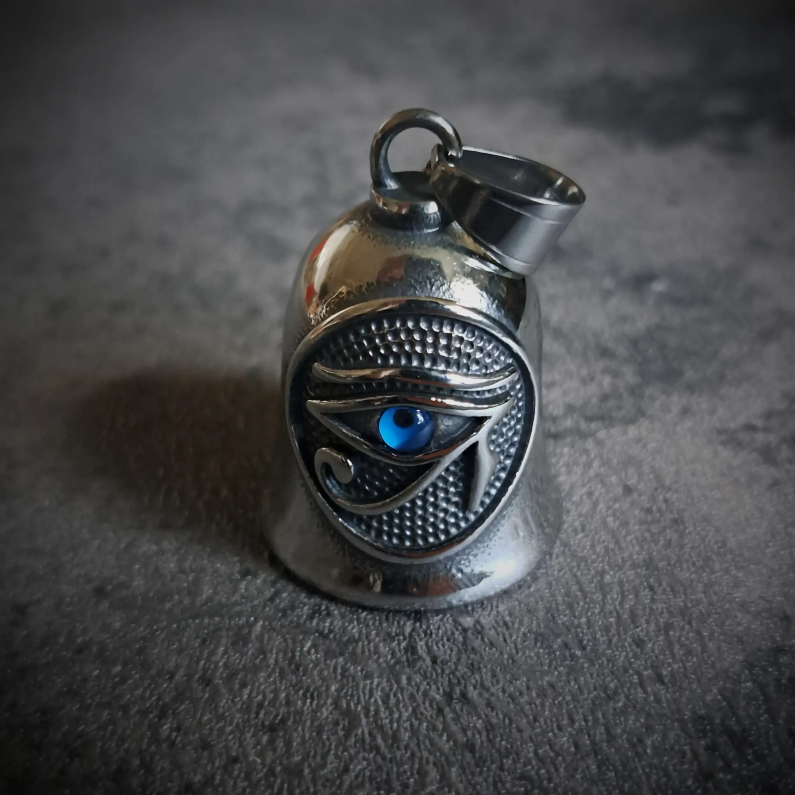 Eye of Horus Guardian Bell – 316L Stainless Steel | Rat-Ryder 2 Egyptian Eye of Horus motorcycle Gremlin Bell
