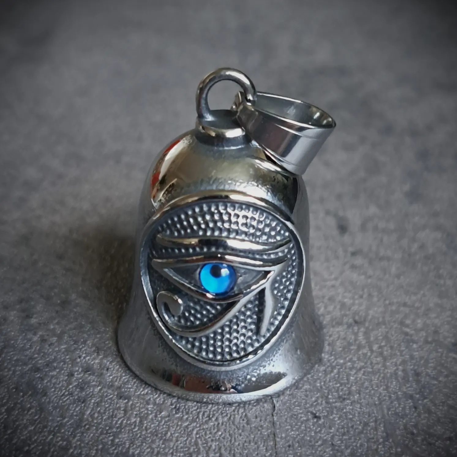 Eye of Horus Guardian Bell – 316L Stainless Steel | Rat-Ryder 1 Eye of Horus Guardian Bell in 316L stainless steel