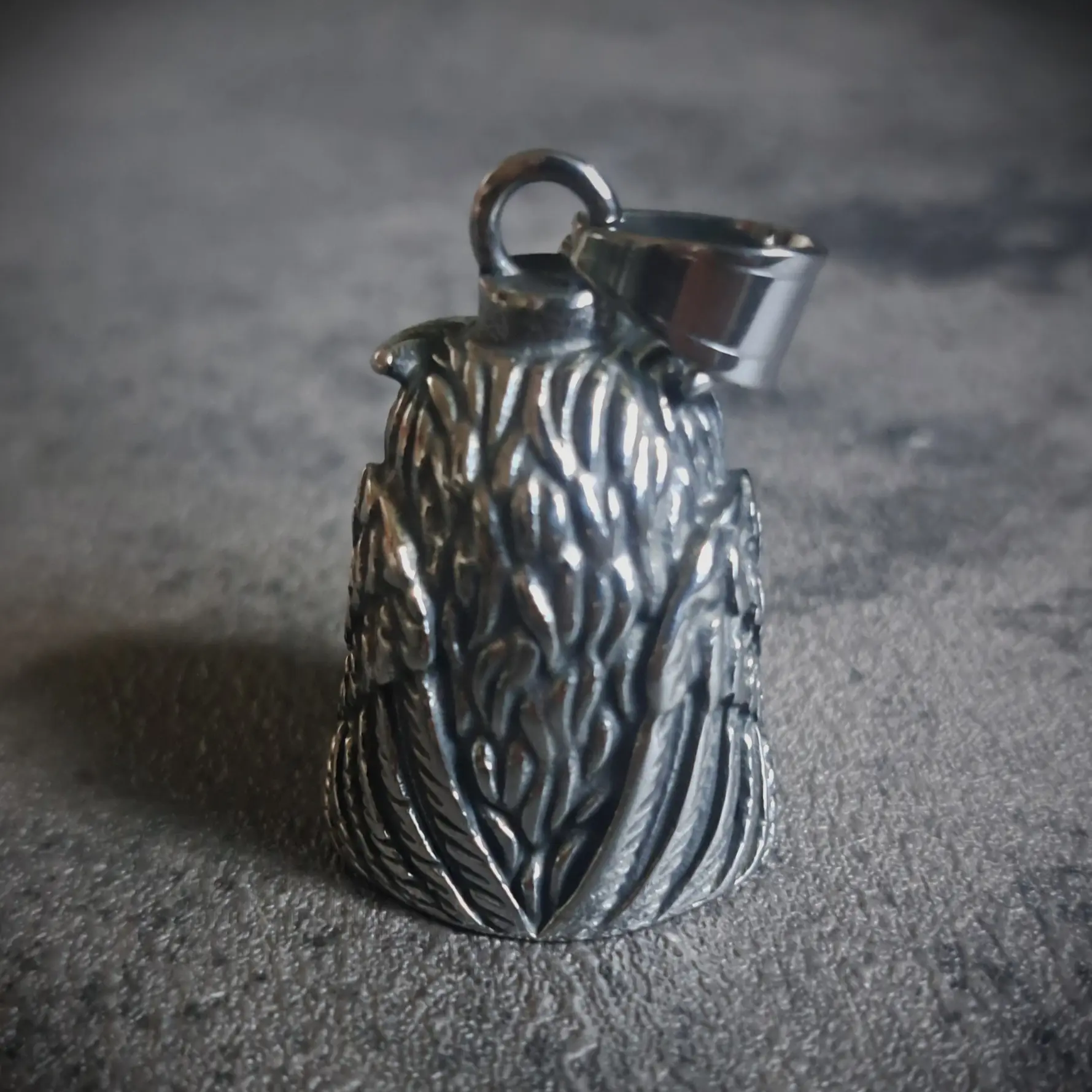 Owl Guardian Bell – 316L Stainless Steel Gremlin Bell | Rat-Ryder 2 Owl Gremlin Bell for motorcycles