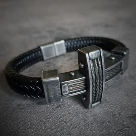 New Biker Clothing UK – Fresh Drops | Rat-Ryder 1 Stainless Steel Leather Cross Bracelet
